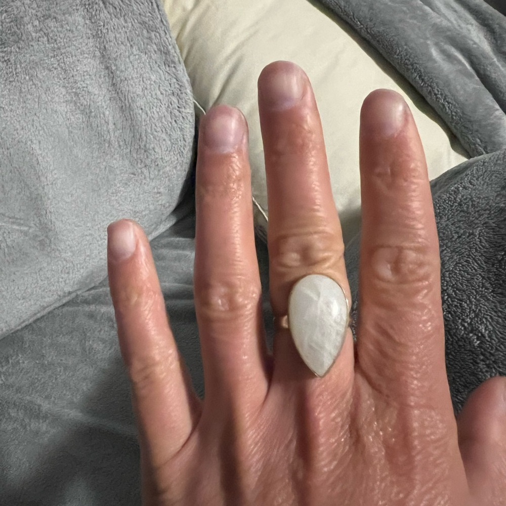 Tear drop moonstone ring